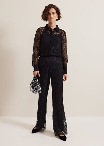 Phase Eight Livana Lace Trousers Black Australia | JR3096452